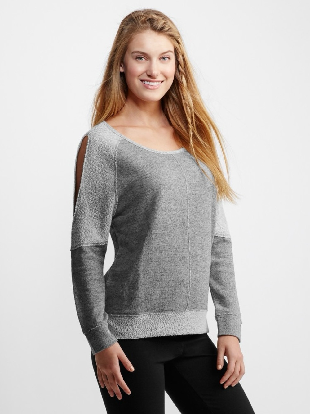 Aeropostale's Love Live Dream Terry Cold Shoulder Gray Top Size Med EUC